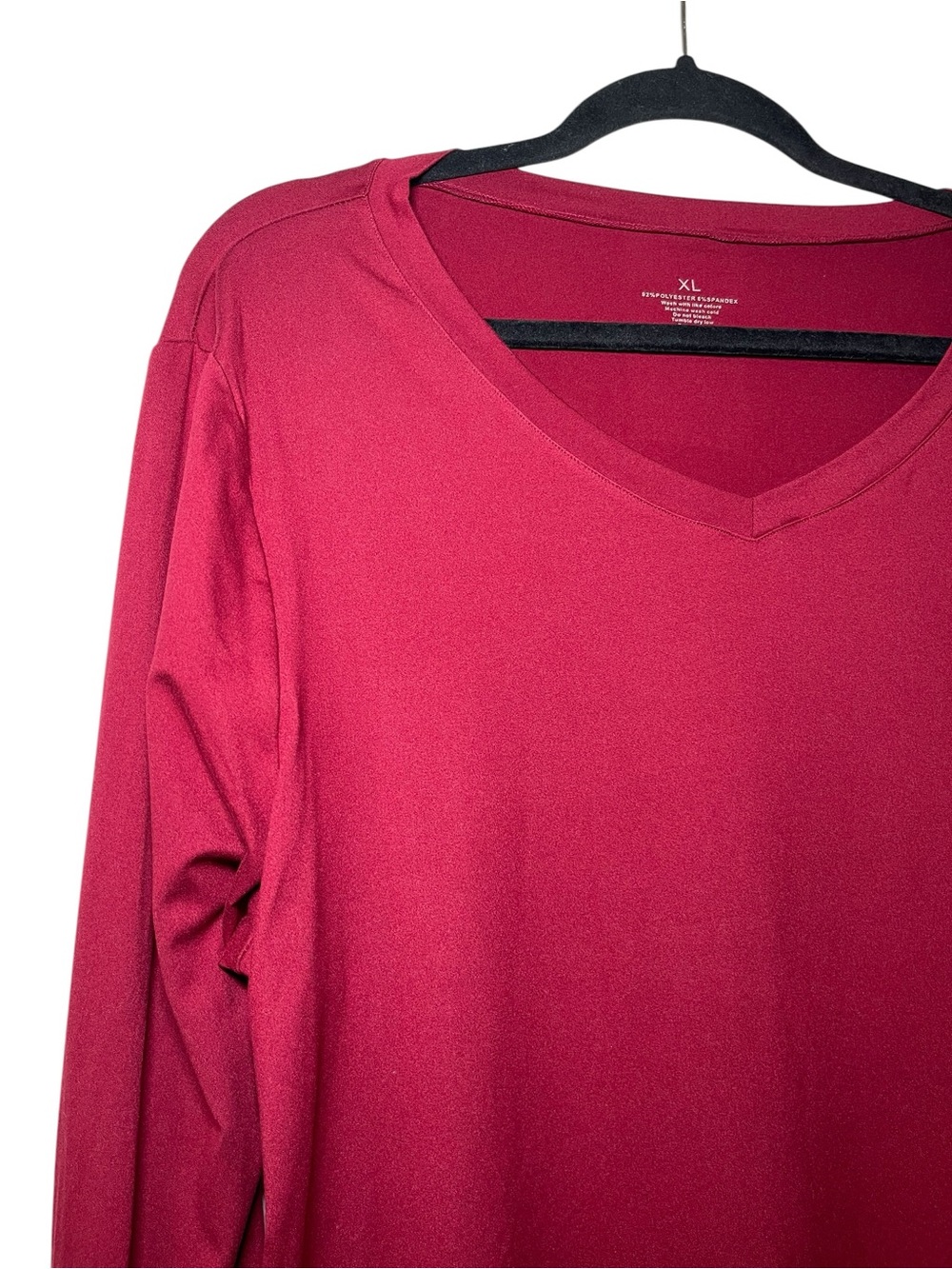 Showitty Women's V-Neck Red Long Sleeve Top Casual Chic Minimalist Size XL - Picture 3 of 8